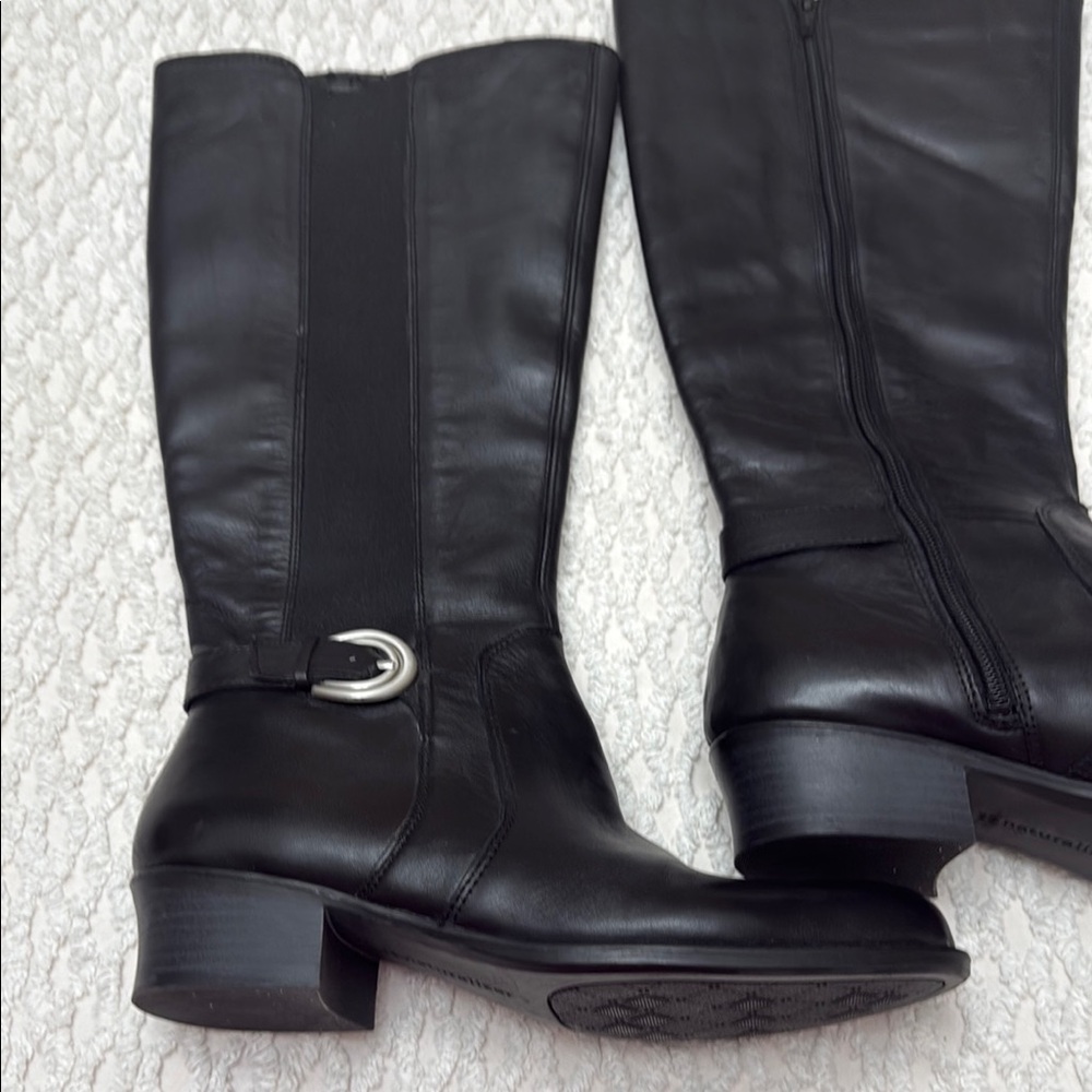 Naturalizer Black Leather Heeled Boots